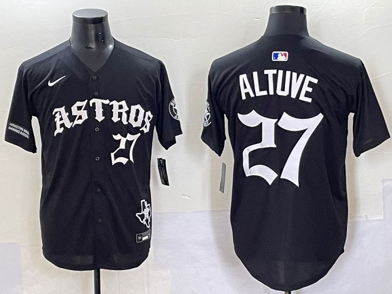 Men 2025 Houston Astros #27 Altuve Black Seven generations Joint Name Nike MLB Jersey style 9